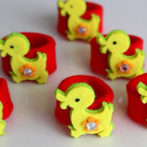 Easter napkin ring, Holiday napkin ring, birds napkin holder, Yellow table decor, Easter decoration