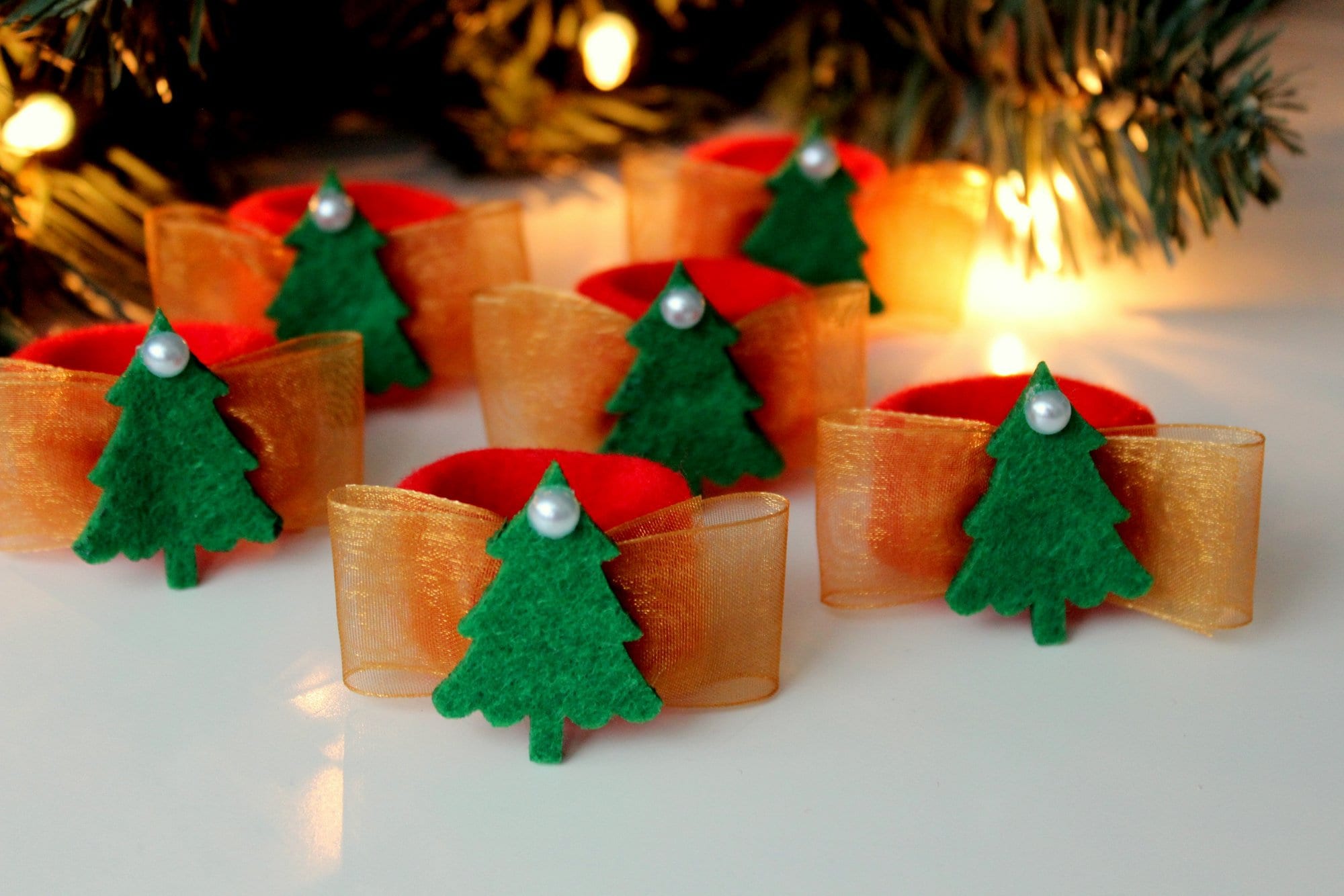 Christmas Napkin Ring Set of 6, Christmas Tree Table Decoration, Holiday Table Decorations