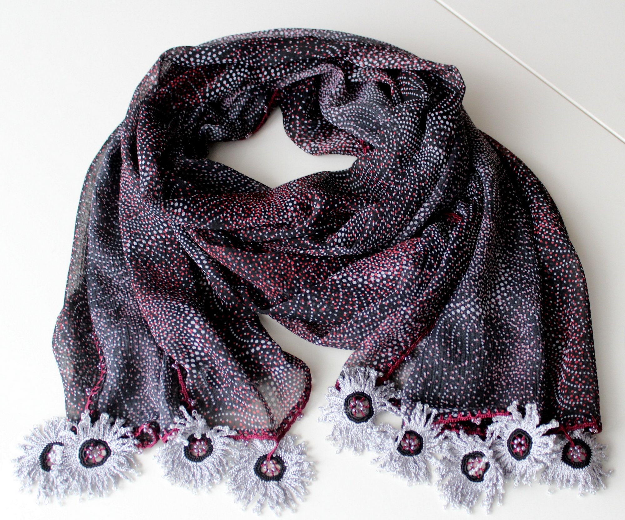 Summer Chiffon Scarf, Jewelry Scarf, Lightweight Summer
