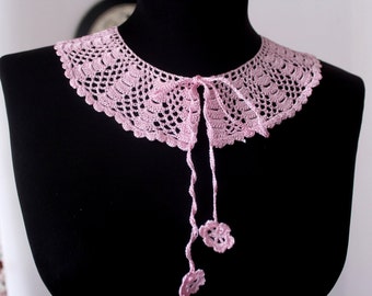 Handmade crochet collar, pink lace collar, crochet necklace, neck accessory, collar crochet, pink crochet collar