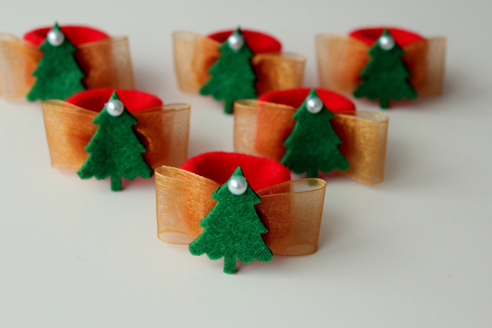 Christmas Napkin Ring Set of 6 Christmas Tree Table Etsy