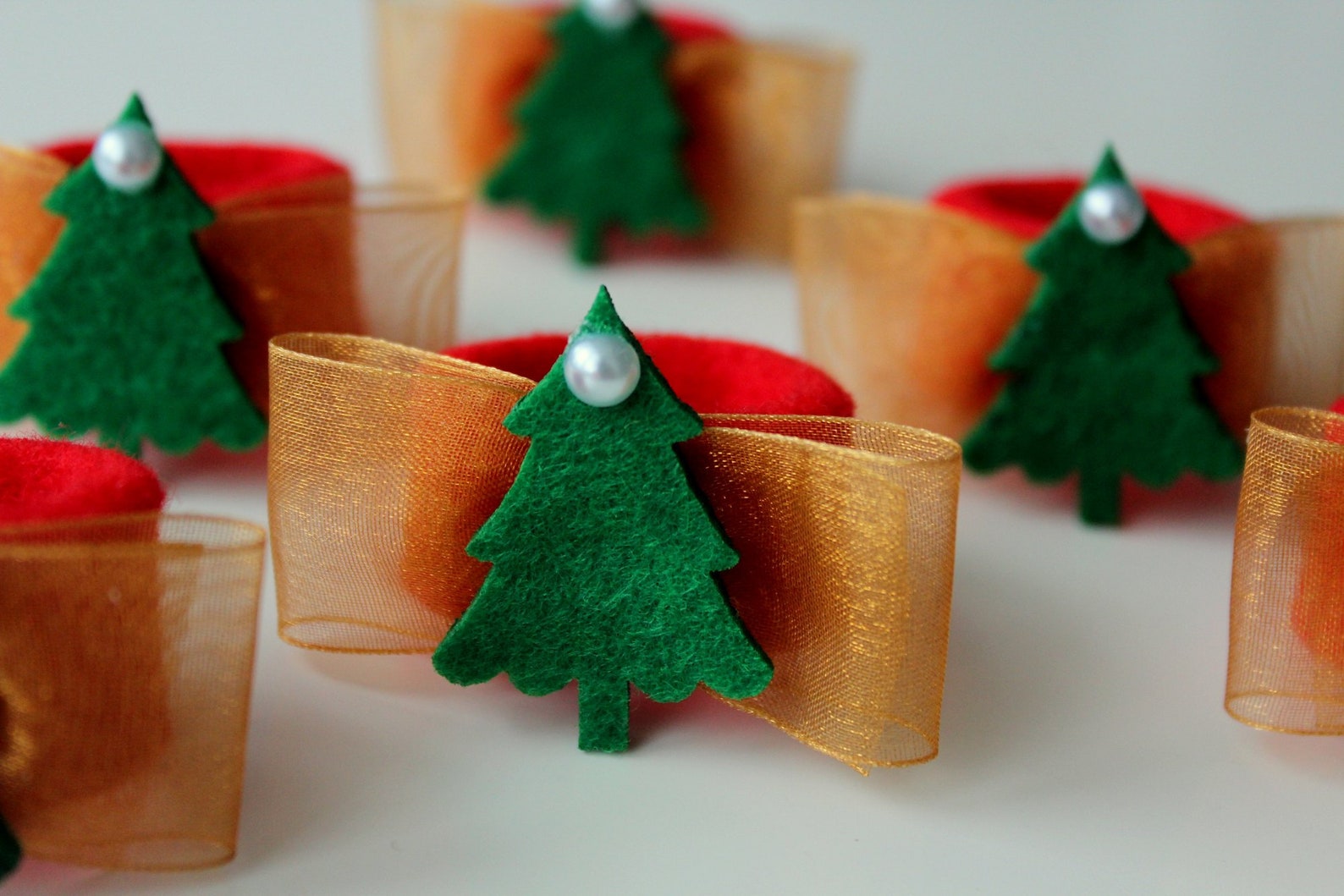Christmas Napkin Ring Set of 6 Christmas Tree Table Etsy