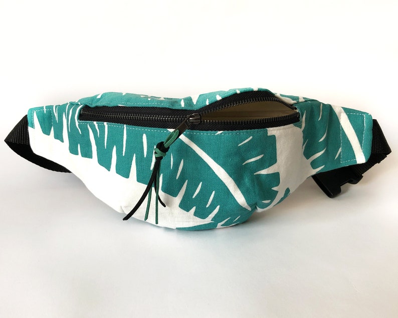 Sac banane Cotton hip bag for men Leaves print bum bag Green fanny pack for woman