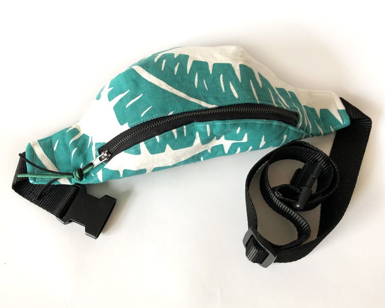 Sac banane Cotton hip bag for men Leaves print bum bag Green fanny pack for woman