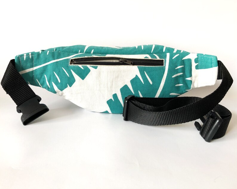 Sac banane Cotton hip bag for men Leaves print bum bag Green fanny pack for woman