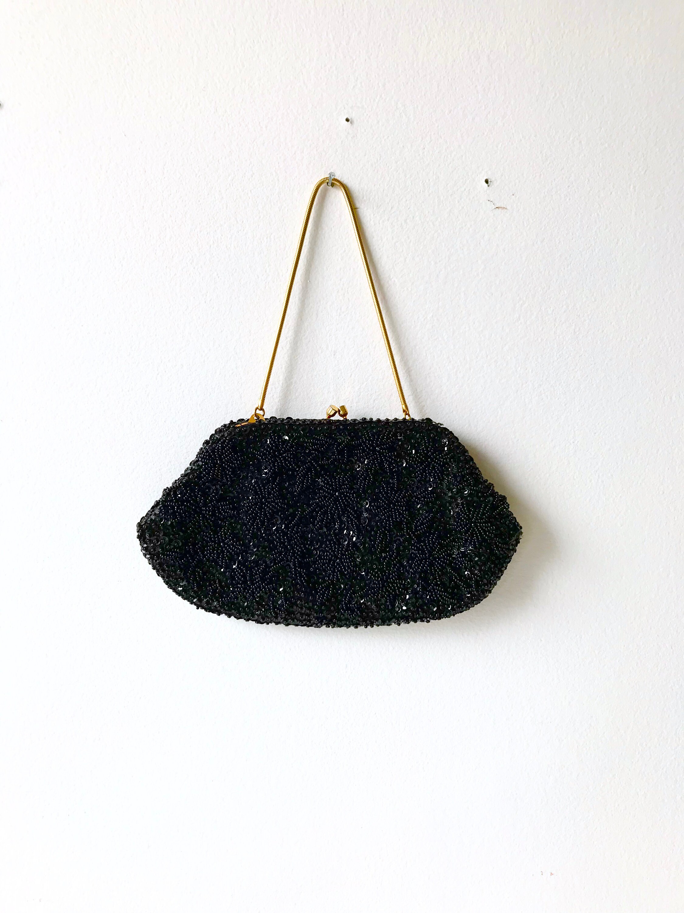 black beaded clutch purse