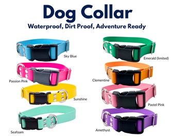 Waterproof dog collar, quick release biothane collar, choose from 20+ colours, perfect for any adventure! No more stinky collars