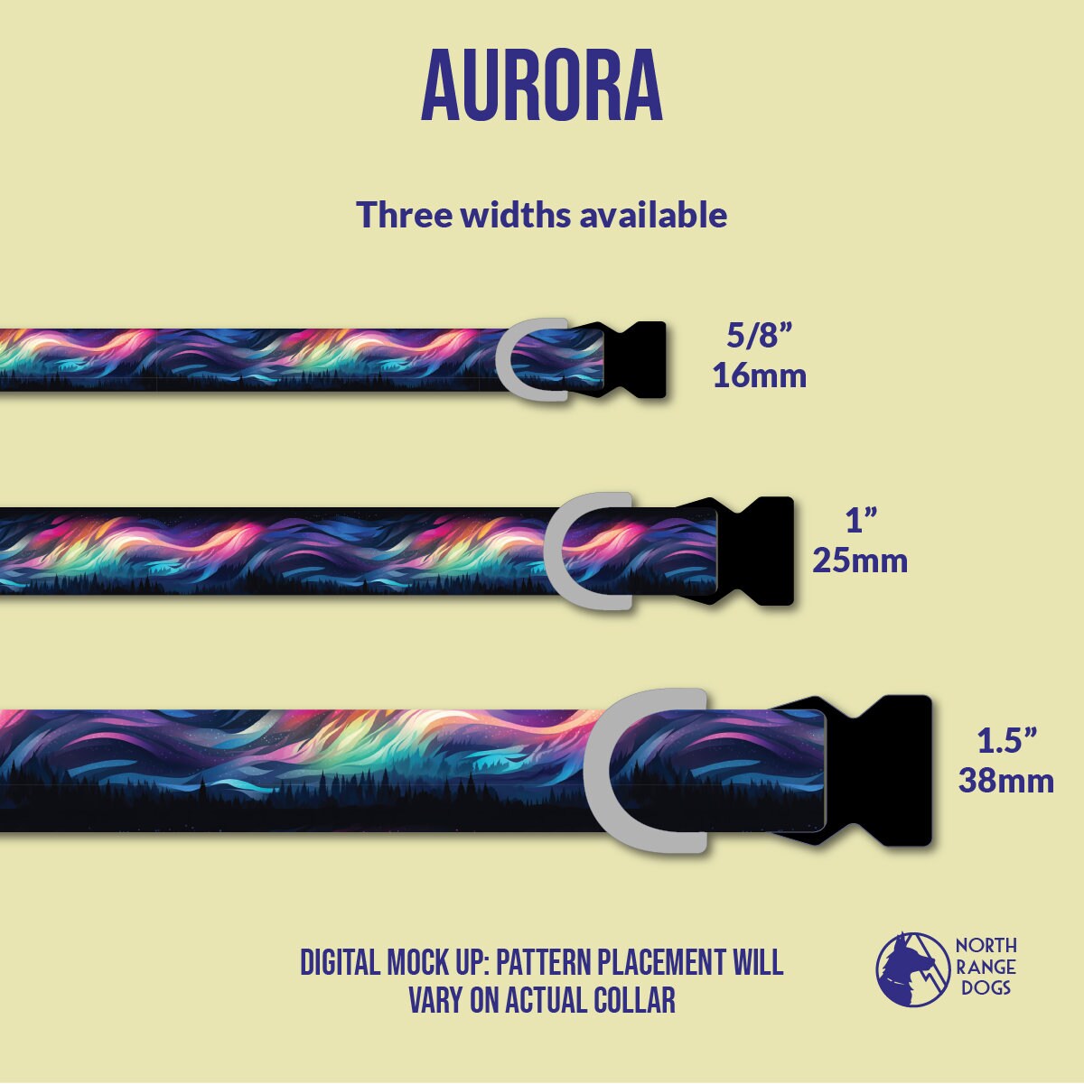 Robustes Hundehalsband Mit Aurora-Muster – Verstellbar Für Kleine Bis Große Hunde, Schnallenverschluss