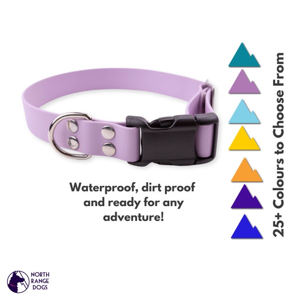 Lilac Purple Dog Collar, Waterproof Biothane dog collar ready for adventure! Purple adjustable dog collar with quick release buckle