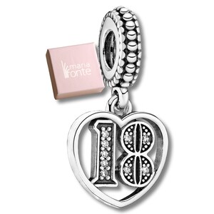 MariaFonte Bead Charm Pendant 18 Years Heart Pendant in Silver Compatible with all Bracelets and Necklaces