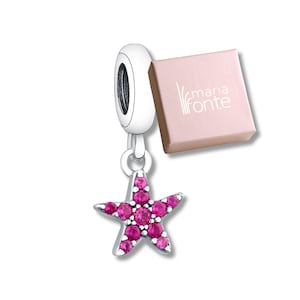MariaFonte Bead Charm Pendant Starfish Pendant in 925 Silver with Pink Zirconia Compatible with all Bracelets and Necklaces