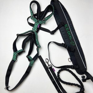 Set for canicross and skijoring - open back harness - tow line - belt