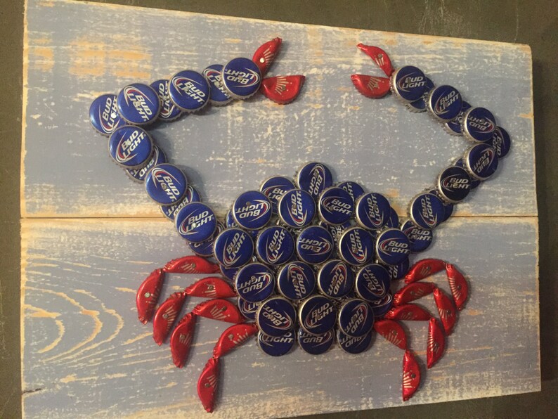 Refunked Bottle Cap Art Crab Etsy