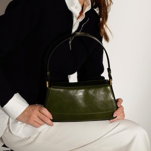 Genuine Leather Handbag with A Flap, Leather Shoulder Bag, Full Grain Leather Purse, Birthday Gift for Girlfriend