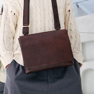 Mens Leather Messenger Bag, Travel Bag, Brown Shoulder Bag for Men, Brown Messenger Bag, Birthday Gift for Husband