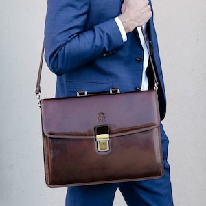 Lawyer Briefcase, Messenger Bag, Brown Laptop Case, Personalized Portfolio, Promotion Gift for Men, Graduation Gift for Him