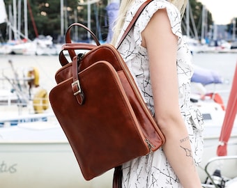 Full Grain Leather Backpack Women 