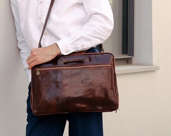 Leather Briefcase, Messenger Bag, 15 inch Laptop bag, Leather Handbag, Computer Bag, Graduation Gift Gift for Him, Slim Briefcase 