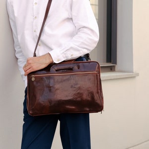 Leather Briefcase, Messenger Bag, 15 inch Laptop bag, Leather Handbag, Computer Bag, Graduation Gift Gift for Him, Slim Briefcase 