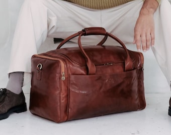 Large Travel Bag, Leather Weekender, Birthday Gift for Him, Duffel Bag for Men, Genuine Leather Travel Bag Men, Duffle Bag