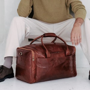 Große Reisetasche, Leder Weekender, Geburtstagsgeschenk für Ihn, Seesack für Männer, Echtleder Reisetasche Männer, Duffle Bag