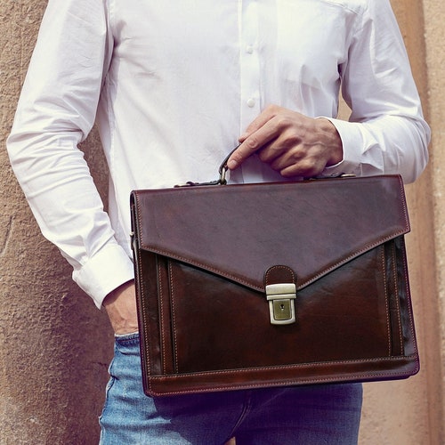 Leather Briefcase Anniversary Gift for Husband Men's - Etsy