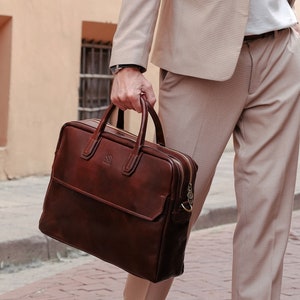 Large Messenger Bag for Men, Leather Briefcase, Genuine Leather Bag, 17 inch Laptop Bag, Shoulder Bag, Men's Satchel, Promotion Gift for Men
