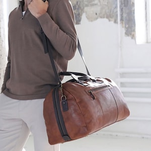 Leather Travel Bag, Leather Duffel Bag, Full Grain Weekender Bag, Spacious Travel Bag, Anniversary Gift for Him, Cabin Travel Bag