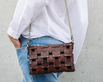 Cartera de piel con parches, cartera de mujer, bolso personalizado, bolso de mano de grano completo, bolso de muñeca, bolso de hombro, regalo de cumpleaños para novia
