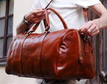 Leather Duffel Bag, Full Grain  Leather Travel Bag, Weekender Bag, Overnight Bag, Birthday Gift for Him, Cabin Travel Bag