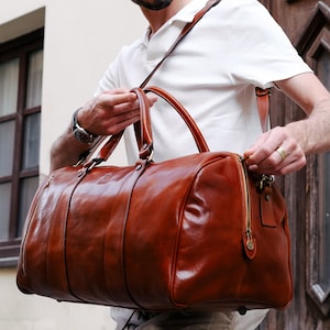 Leather Duffel Bag Full Grain Leather Travel Bag Weekender -  Israel