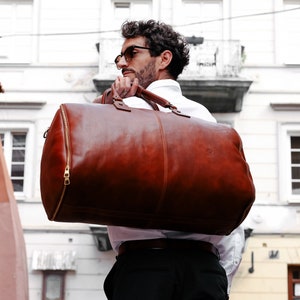 Leather Garment Bag, Suit Carrier, Full Grain Leather Carry-on Garment Protection Bag, Duffel Bag, Duffle Bag, Travel Bag for Him