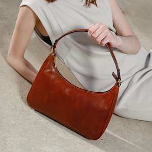 Sac à bandoulière en cuir, sac à main en cuir véritable avec fermeture éclair, sac à main marron pour elle, cadeau d'anniversaire pour petite amie