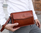 Mens leather wrist bag 2025