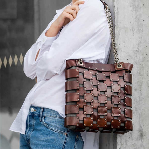 Leather Bag Women with Zipper, Leather Purse Women, Genuine Leather Purse Bag, Leather Tote Bag for Women, Anniversary Gift for Girlfriend