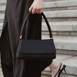 Sac à bandoulière en cuir, sac à main en cuir véritable avec rabat, sac noir, sac à main marron, cadeau d'anniversaire pour petite amie