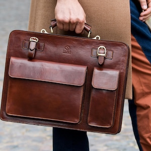 Leather Briefcase Men, Leather Satchel, Lawyers Bag, 15 inch Laptop Case, Genuine Leather Bag, Work Bag, Graduation Gifts, Messenger Bag