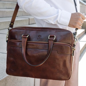 YαYα Mens Leather Business Briefcase Mens Messenger Bag Leisure Satchel Handbag Yellow for 13”Laptop