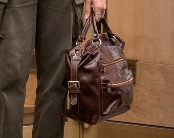 Leather Bag with Zipper, Handbag for Men, Full Grain Leather Men's Work Bag, Back to School Gift for Him, Briefcase, Messenger Bag