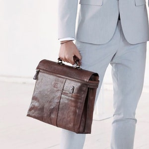 Bolso de mensajero marrón, cartera grande para hombres, bolso de hombro para hombres, bolso de trabajo de cuero genuino, regalo de Navidad para hombres, maletín grande