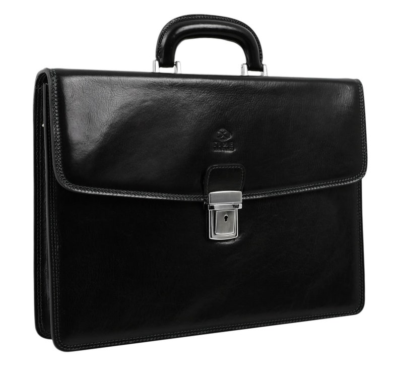 Mens Black Leather Briefcase Messenger Bag Shoulder Bag Etsy