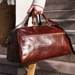 Leather Duffel: Brown Weekender Bag for Men, Genuine Leather Travel bag, Gym Bag —perfect Anniversary and Birthday Gift for Him