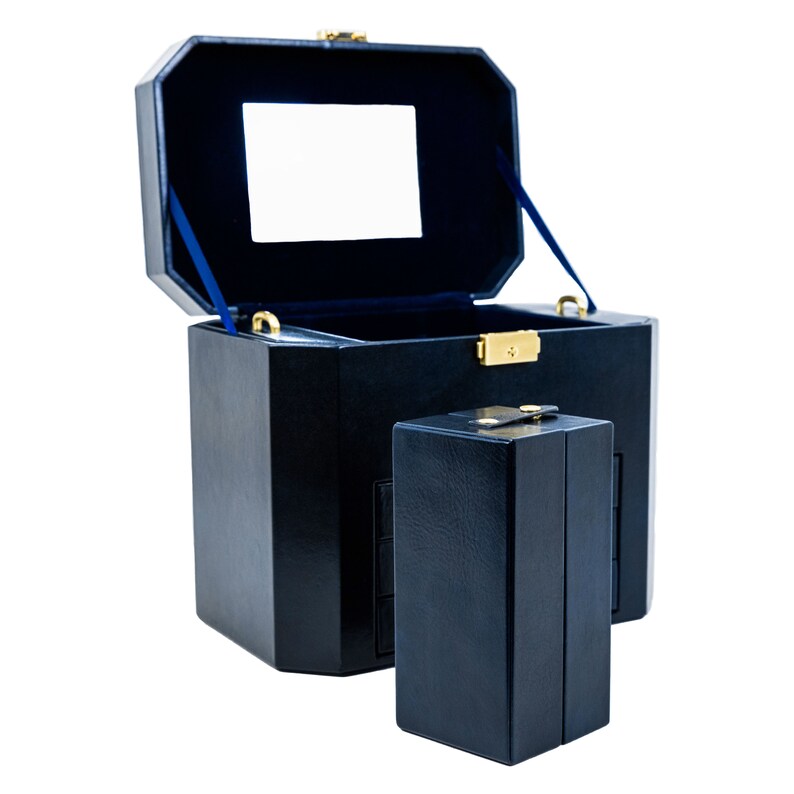 Blue Leather Jewelry Box Large Jewellery Box Personalised Etsy