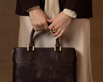 Bolso de mano de piel plena flor, bolso de hombro con bolsillos, bolso de piel con correa desmontable, regalo de cumpleaños para ella.