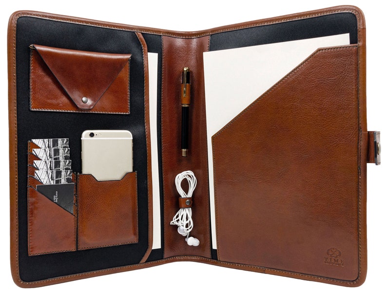 Leather Portfolio Personalized, A4 Document Holder, Mens Organizer 8.5x11 inch, Letter Size Organizer, Corporate Gift, Graduation Gift image 6