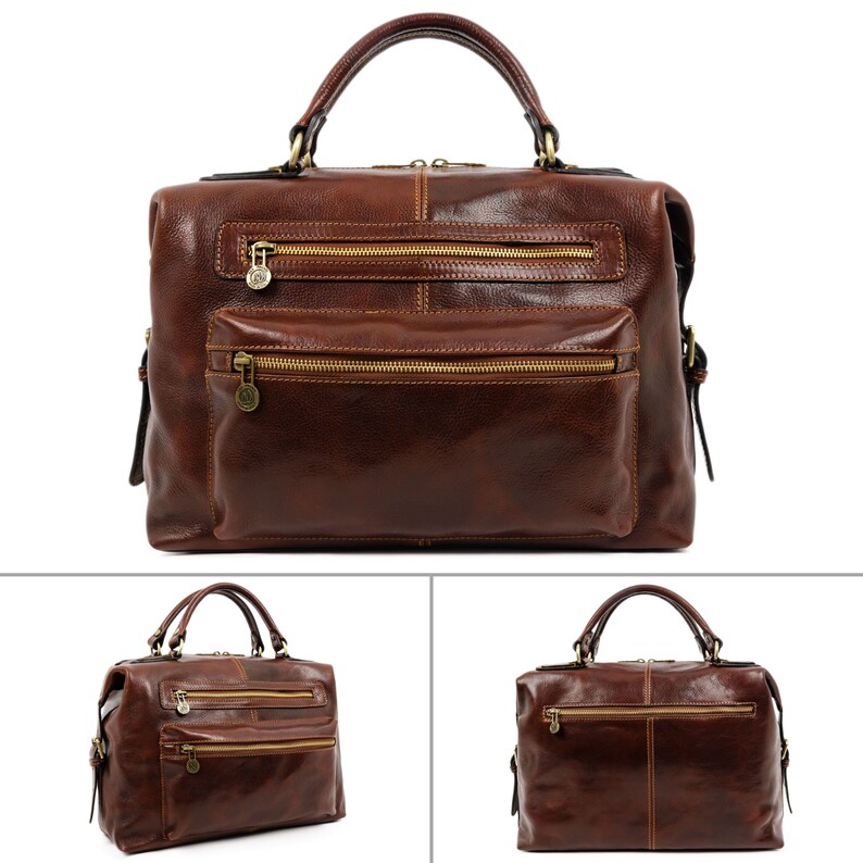 Fullgrain Leather Bag With Zipper Leather Handbag for Women Etsy