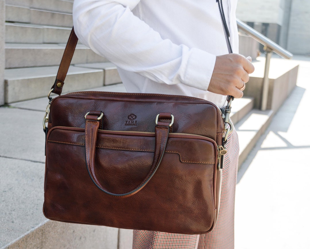 Messenger Bag, Leather Briefcase for Men, Shoulder Bag, Top Handle Bag ...