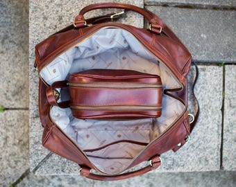 Leather duffel bag, On sale, Overnight bag, Weekender bag, Travel bag, Gym bag, Leather duffle bag - To the Lighthouse