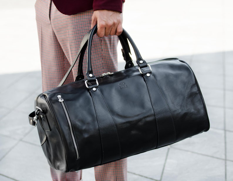 Full Grain Leather Duffel Bag Leather Travel Bag Weekender | Etsy