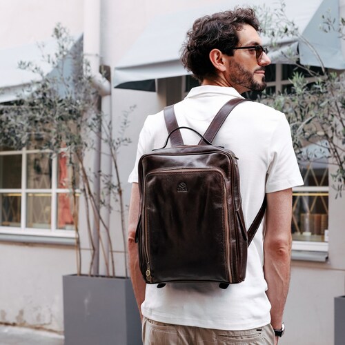 modus Suradam Oswald Leather Backpack for Men 13 Laptop Backpack - Etsy